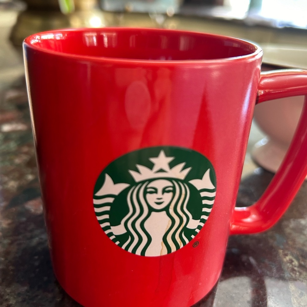 Starbucks Red Ceramic Mug with Green Siren Logo